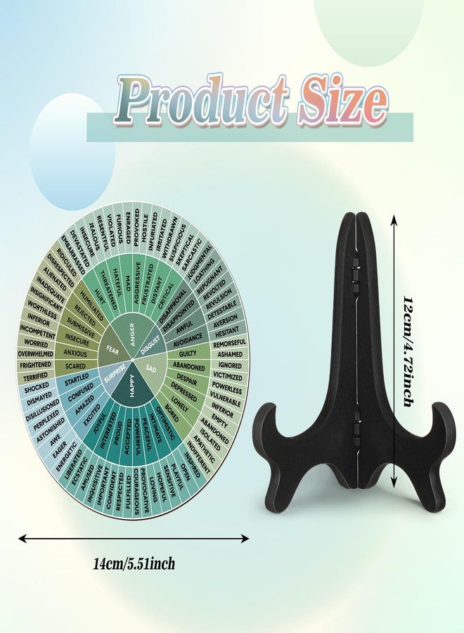 Eaasty 2 Pcs Feelings Wheel Therapy Office Desk Decor Things I Can Control Double Sided Mental Health Emotions Chart with Stand Therapist Gifts Psychology Decor for Home Office Counselor Women Man(Greenery) - Image 2